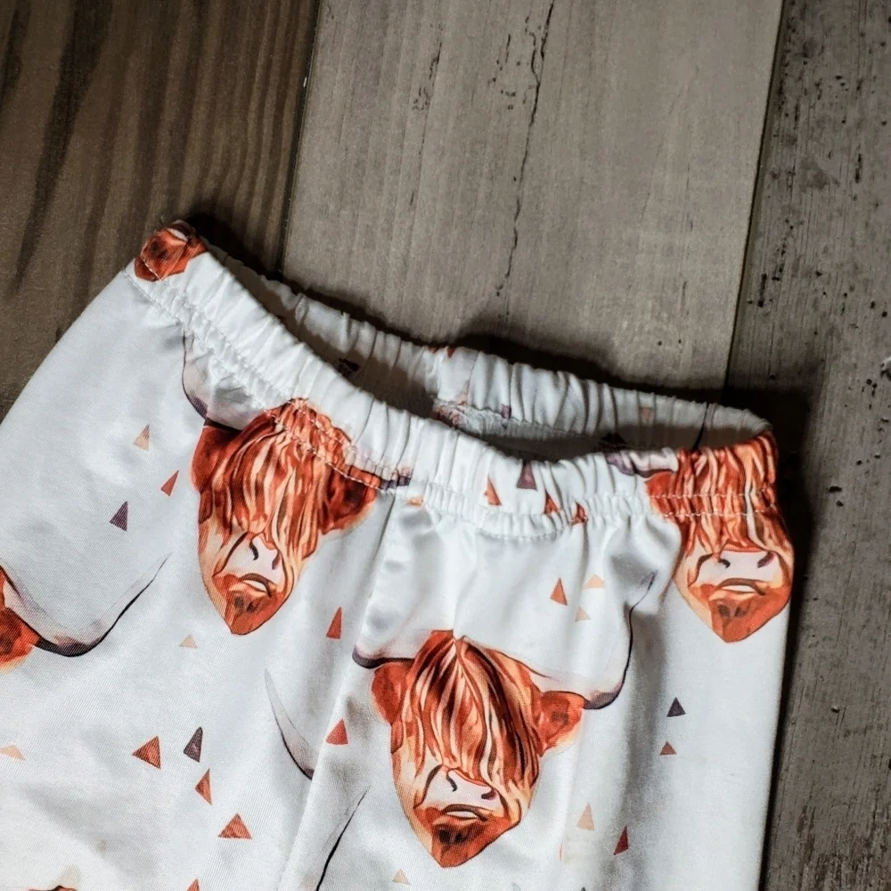 Toddler Girl Western Cow Print Flared Pants Size 110 2-3 Years EUC